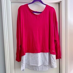 Calvin Klein women’s plus size 2X hot pink layered lightweight sweater chiffon